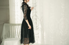 Load image into Gallery viewer, Korean Dress  Modern Hanbok black lace

