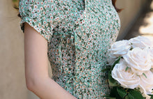 Load image into Gallery viewer, Korean Dress  Modern Hanbok Green Flower
