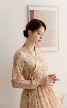 Load image into Gallery viewer, Korean Dress  Modern Hanbok Orange Flower
