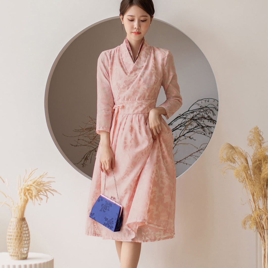 Korean Dress  Modern Hanbok Pink Flower