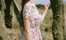 Load image into Gallery viewer, Korean Dress  Modern Hanbok Red Flower
