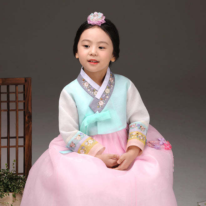 Korean Dress Kids Hanbok Mint