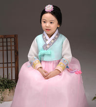 Load image into Gallery viewer, Korean Dress Kids Hanbok Mint
