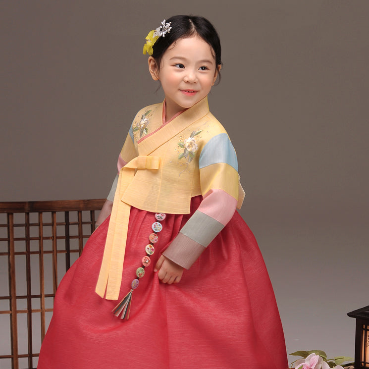 Korean Dress Kids Hanbok Persimmon