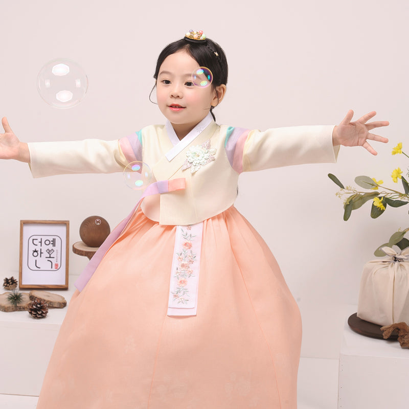 Korean Dress Kids Hanbok Peach