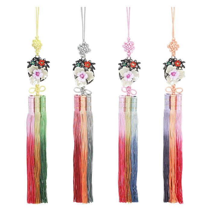 three Flower deco Norigae traditional Korean accessory