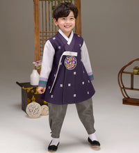 Load image into Gallery viewer, Korean Boy Hanbok Dark Purple
