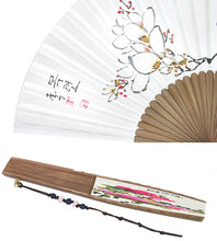 Load image into Gallery viewer, Korean Traditional Handmade Pink Flower Bamboo Folding Fan

