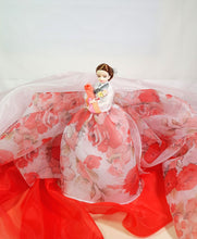 Load image into Gallery viewer, Pink Floral Korean Hanbok Doll X DANJANG handmade
