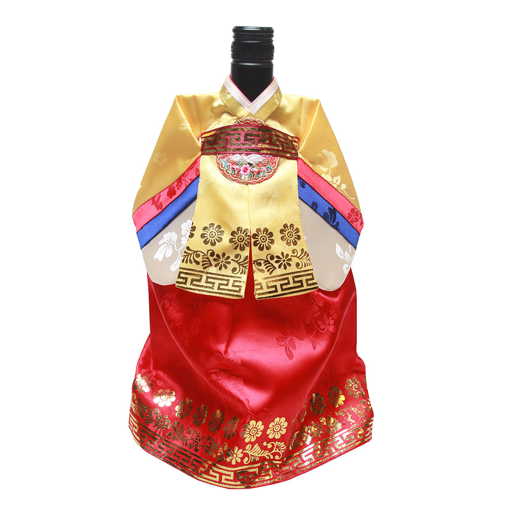 Korean Traditional Queen Hanbok Wine Bottle Cover Yellow