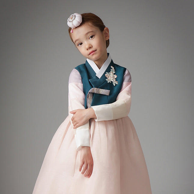 Korean Dress  Kids Hanbok Saekdong Turquoise