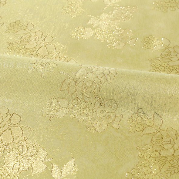 Korean Traditional Hanbok Yellow Pink Rose Fabric(75-908)