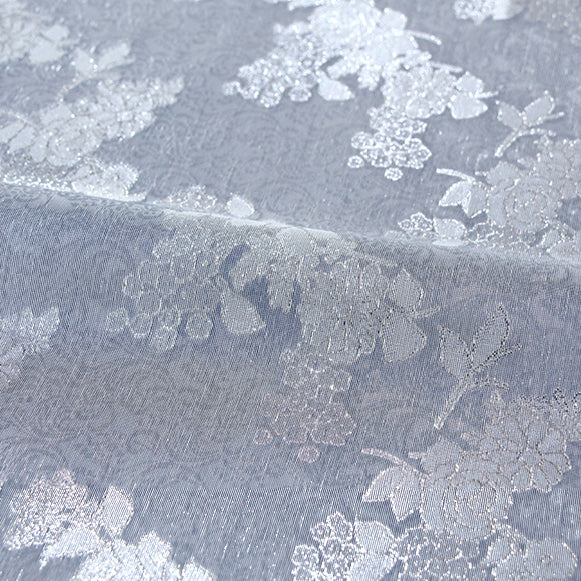 Korean Traditional Hanbok Blue Gray Rose Fabric(75-897)