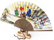 Load image into Gallery viewer, Korean Traditional Handmade Neolttwigi Bamboo Folding Fan
